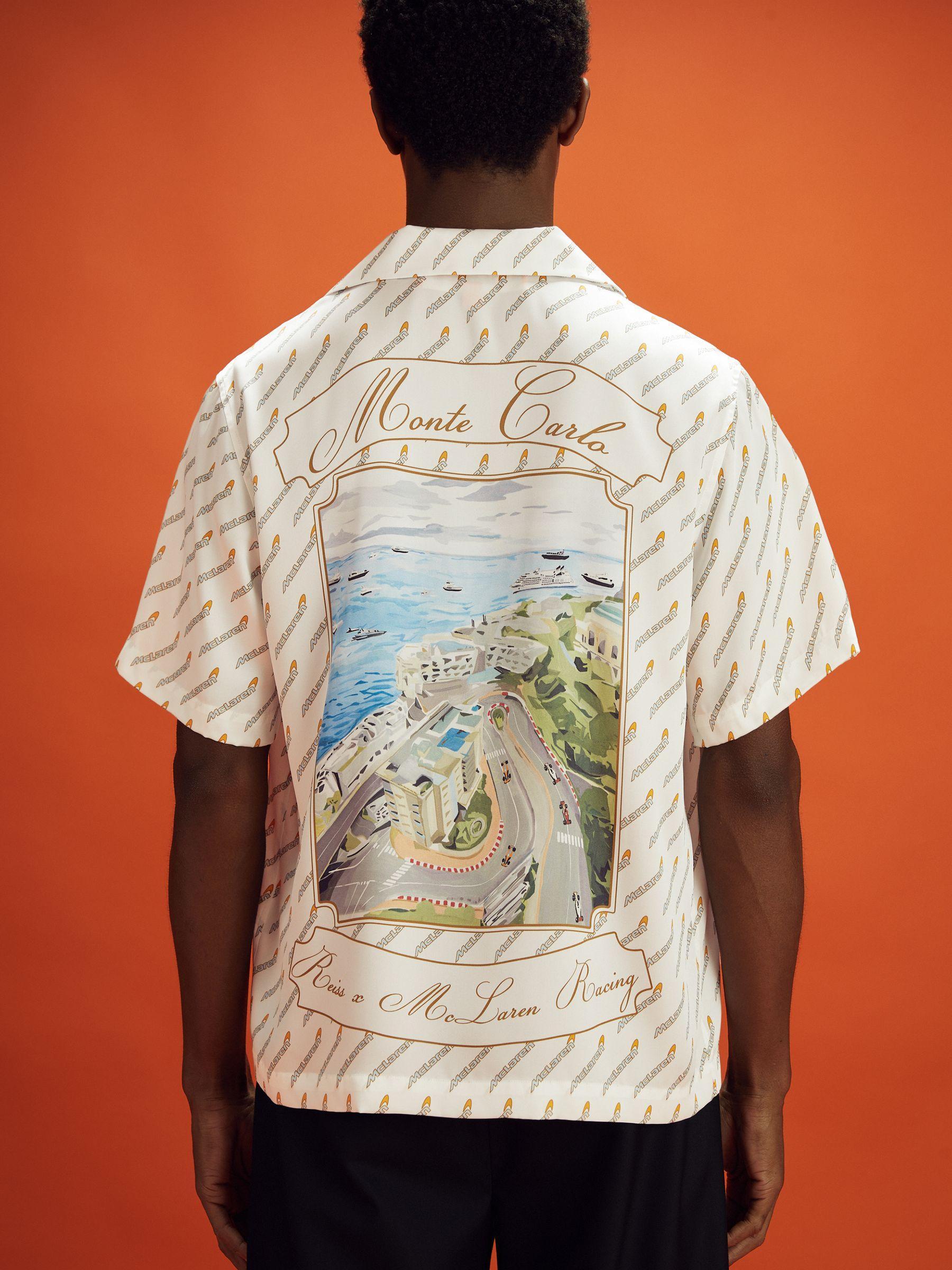 McLaren F1 Monte Carlo Exclusive Cuban Collar Shirt in White Multi Product Image