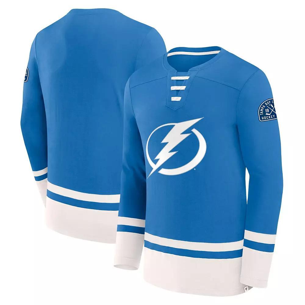 Men's Fanatics Blue Tampa Bay Lightning Lace-Up High Point Long Sleeve T-Shirt, Size: XL, Lgh Blue Product Image