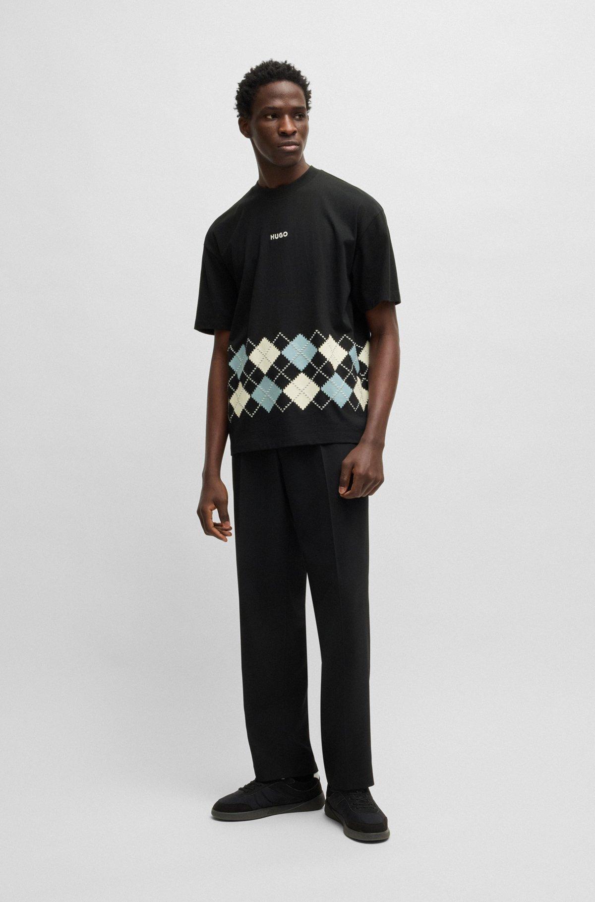 Cotton-jersey T-shirt with Argyle pattern Product Image