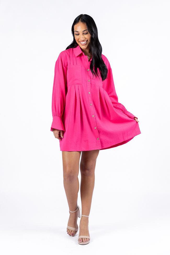 Write This Down Pink Button Up Shirt Dress FINAL SALE Product Image