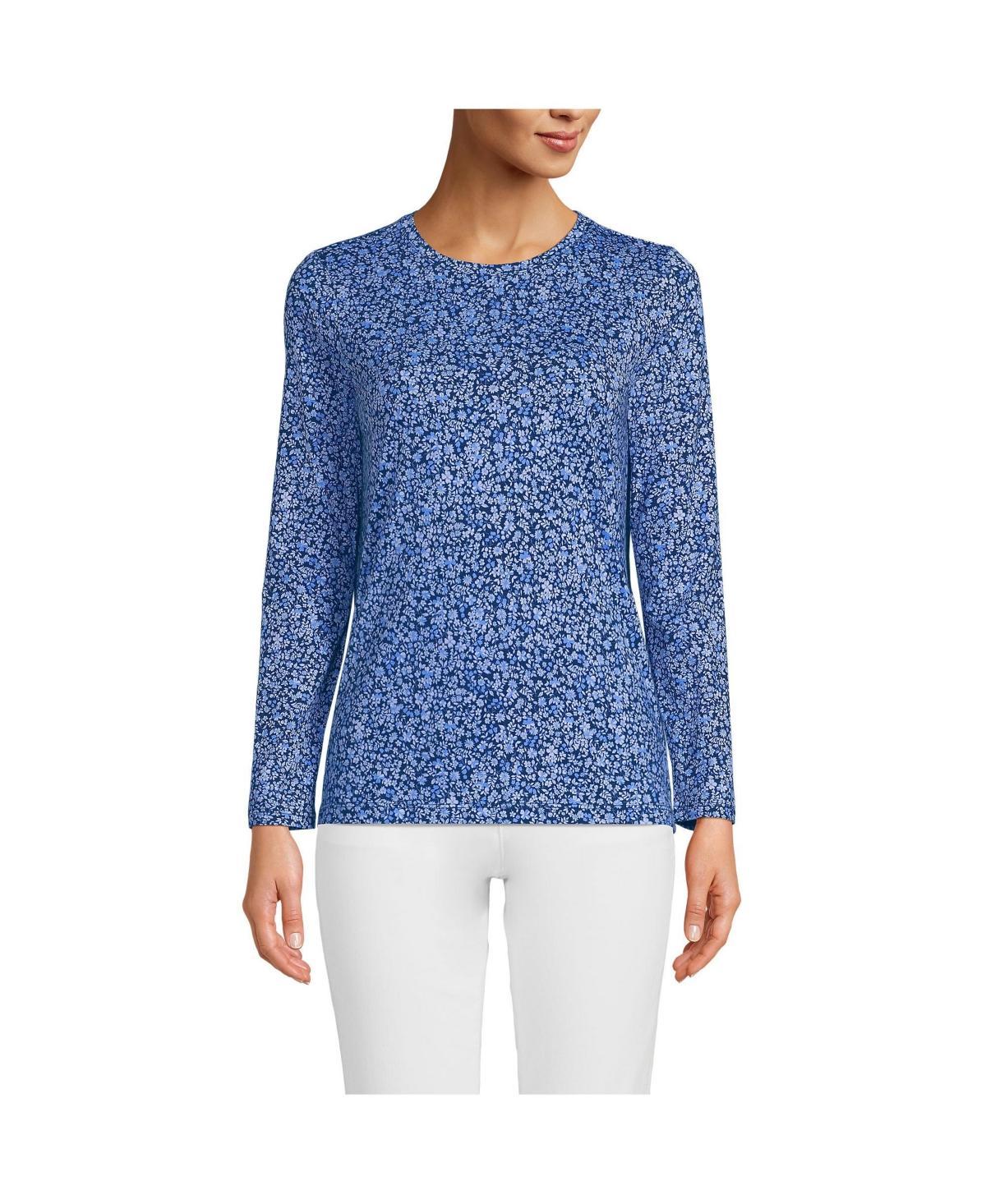 Petite Lands' End Relaxed-Fit Supima Long Sleeve Cotton Crewneck Tee, Women's, Size: XS Petite, Black Product Image