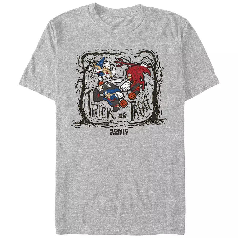 Men's Sonic The Hedgehog Trick Or Treat Graphic Tee, Size: XXL, Athletic Grey Product Image
