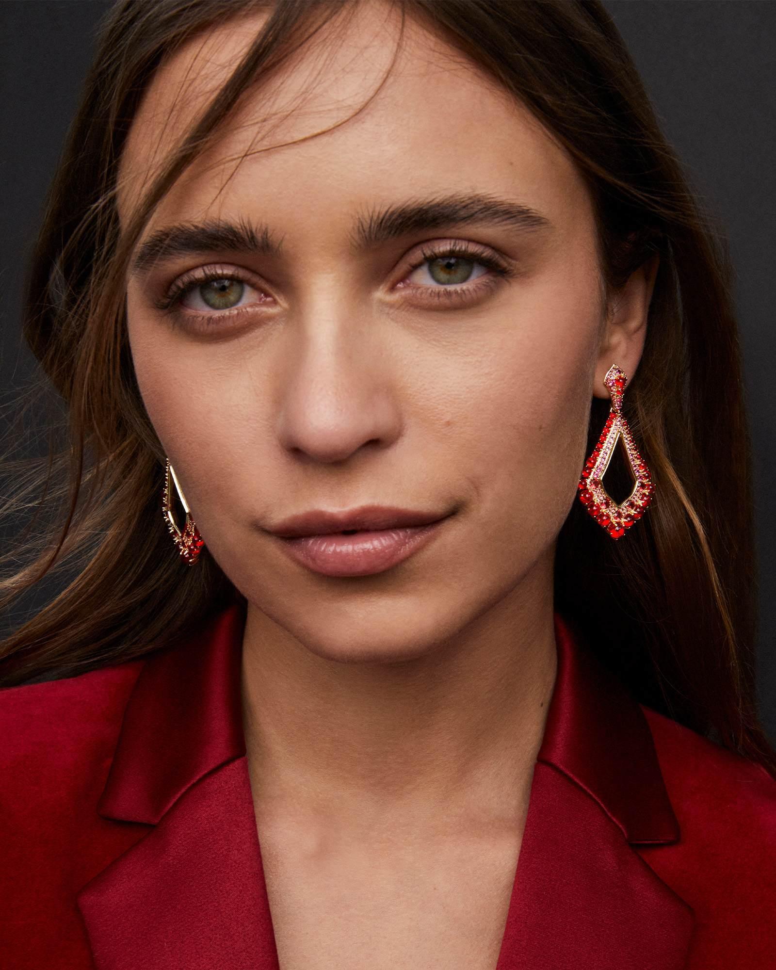 Krista Gold Statement Earrings in White Mix Product Image