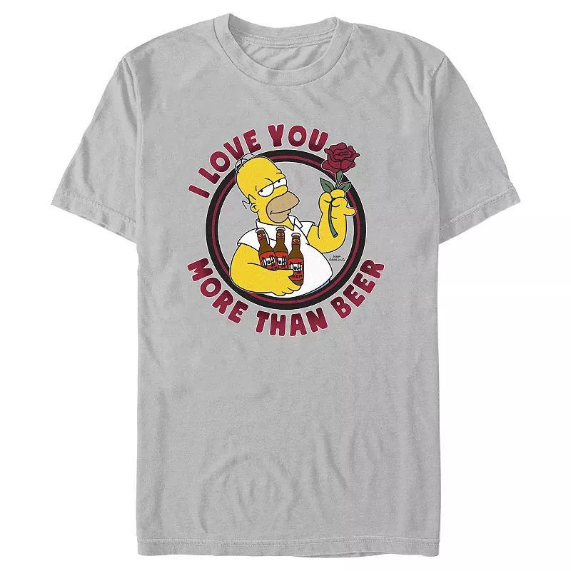 Men's The Simpsons Love And Beer Tee Graphic Tee, Size: XL, Silver Product Image