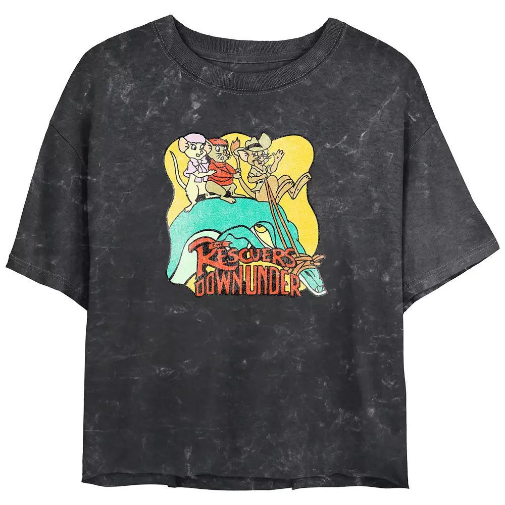 Disney's The Rescuers Down Under Wild Ride Juniors' Cropped Graphic Tee Top Mineral Wash Juniors' Graphic Tee, Women's, Size: XXL, Black Product Image