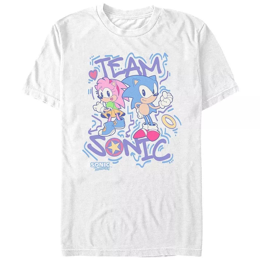 Men's Sonic The Hedgehog Team Sonic 90s Style Graphic Tee, Size: Small, White Product Image