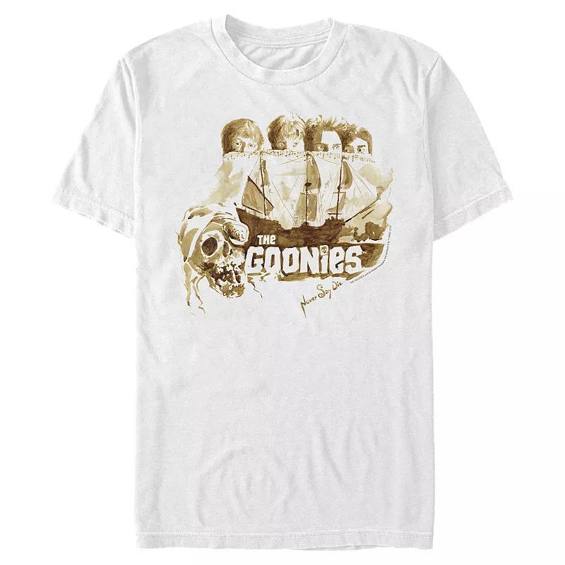 Men's The Goonies Group Shot Behind Ship Portrait Tee, Size: XXL, White Product Image