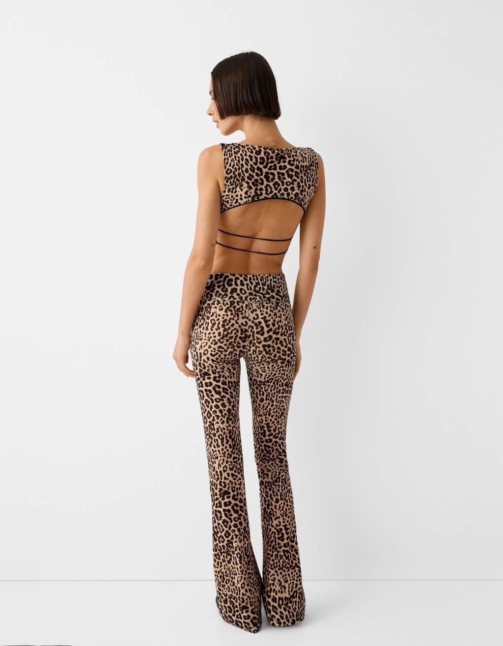 Bershka flared pants in leopard print Product Image
