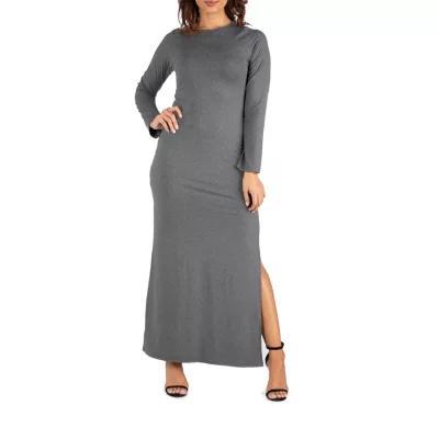 24/7 Comfort Apparel Womens Side Slit Fitted Maxi Dress Product Image