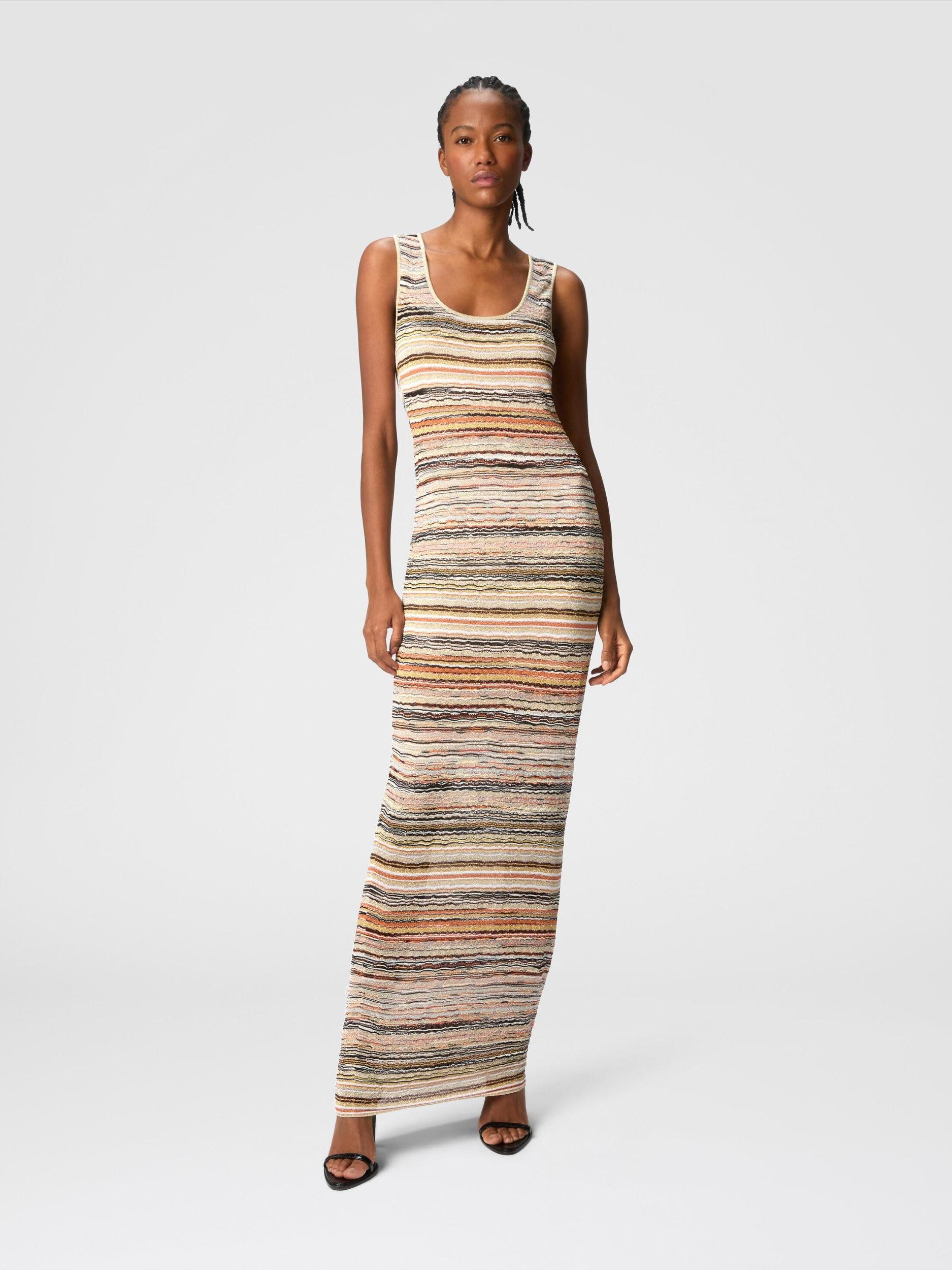 Long dress in lamé viscose with wave motif Product Image
