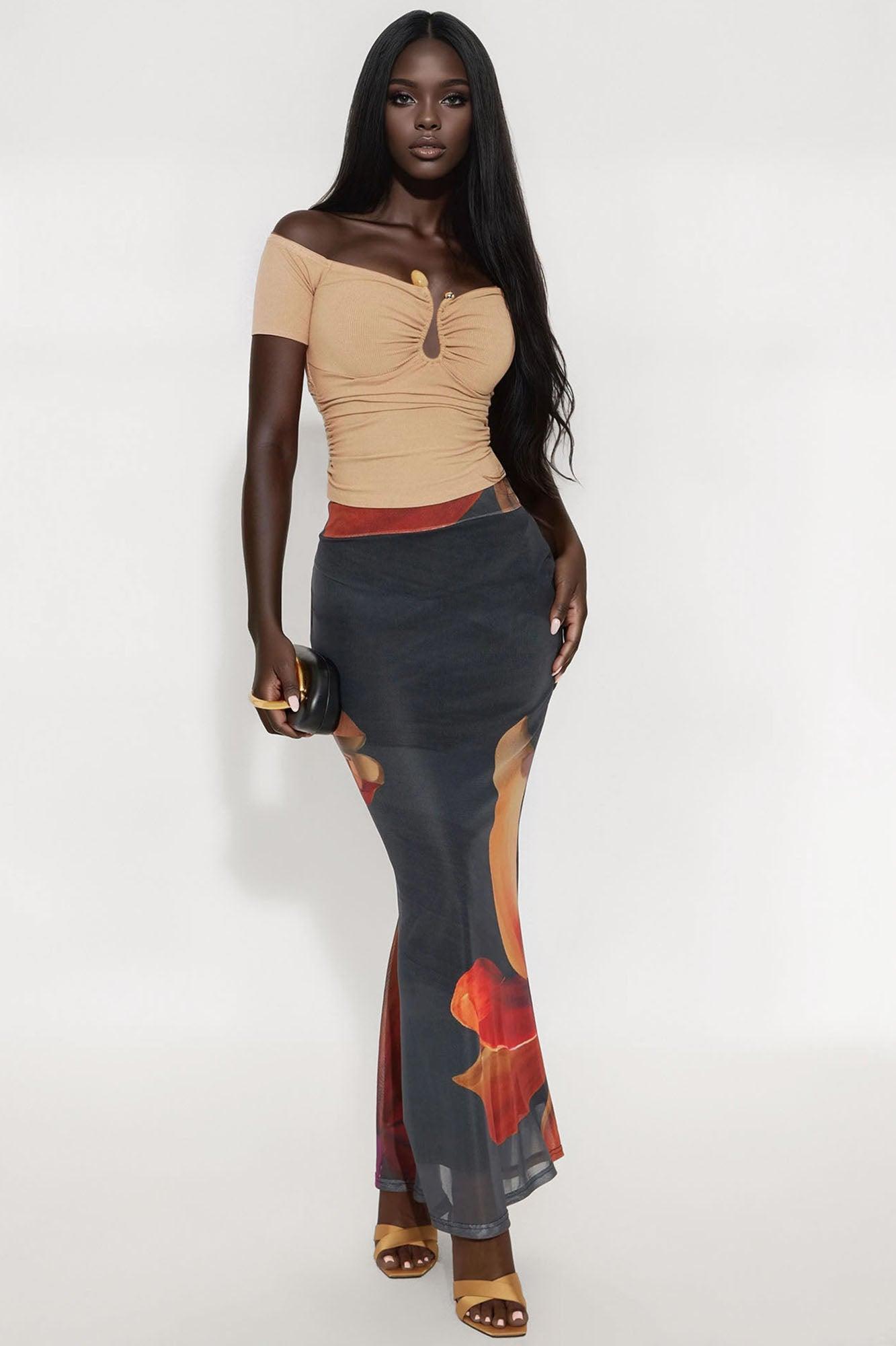 Valencia Off Shoulder Ruched Top - Mocha Product Image
