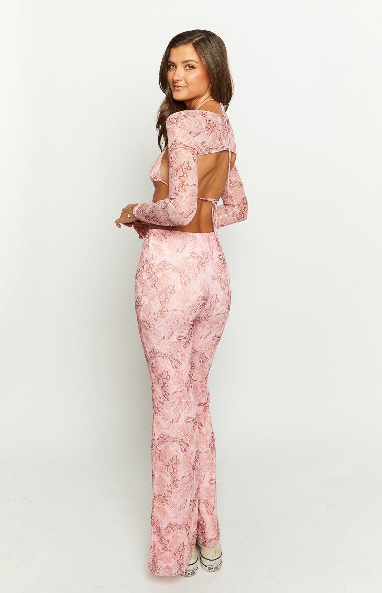 Main Act Pink Swirl Snake Print Pants Product Image