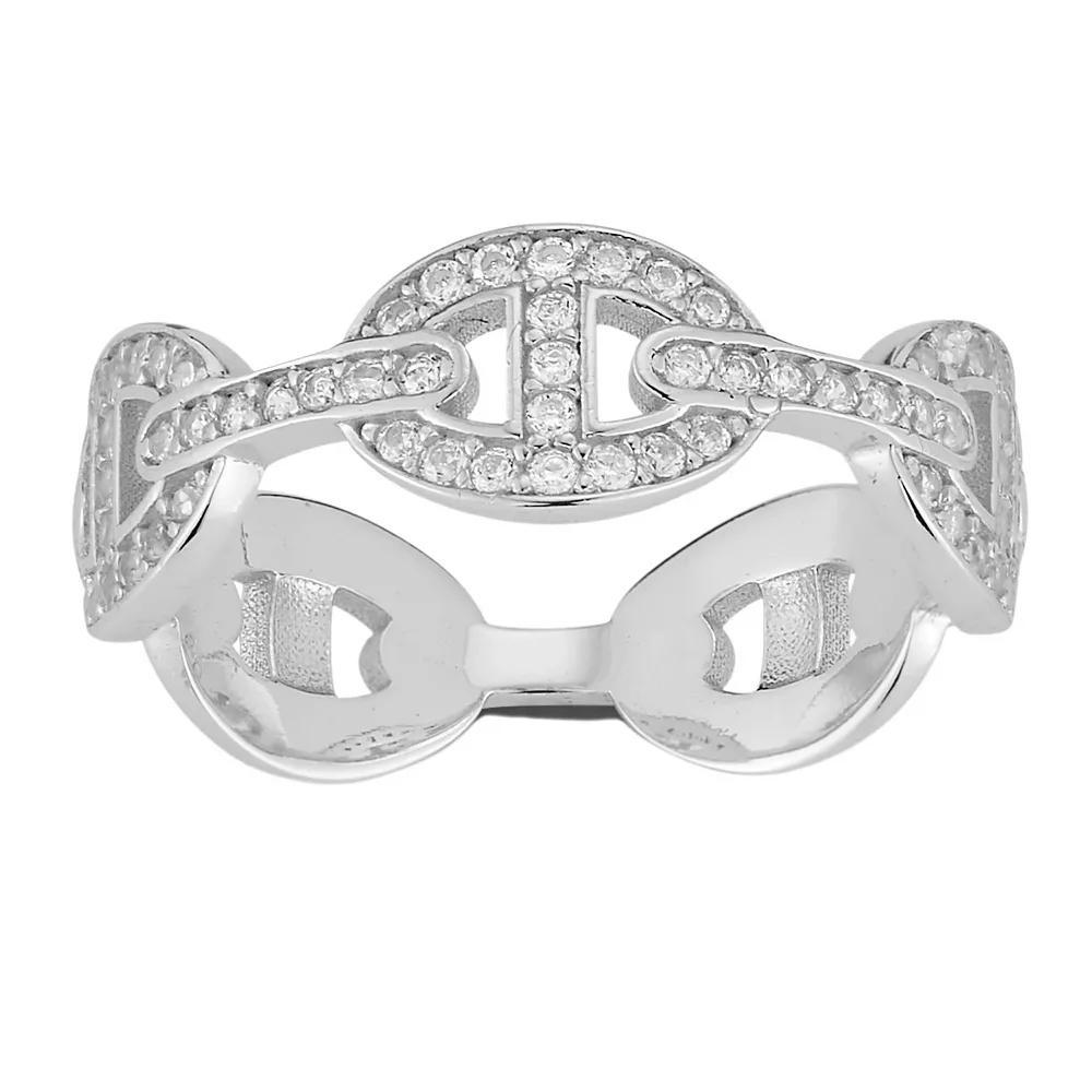 Sunkissed Sterling Cubic Zirconia Mariner Link Ring, Women's, Size: 8, Silver Tone Product Image