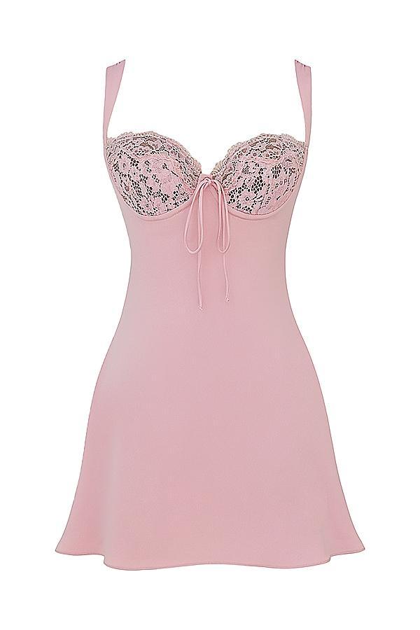 Adriana Rose Satin And Lace Mini Dress Product Image