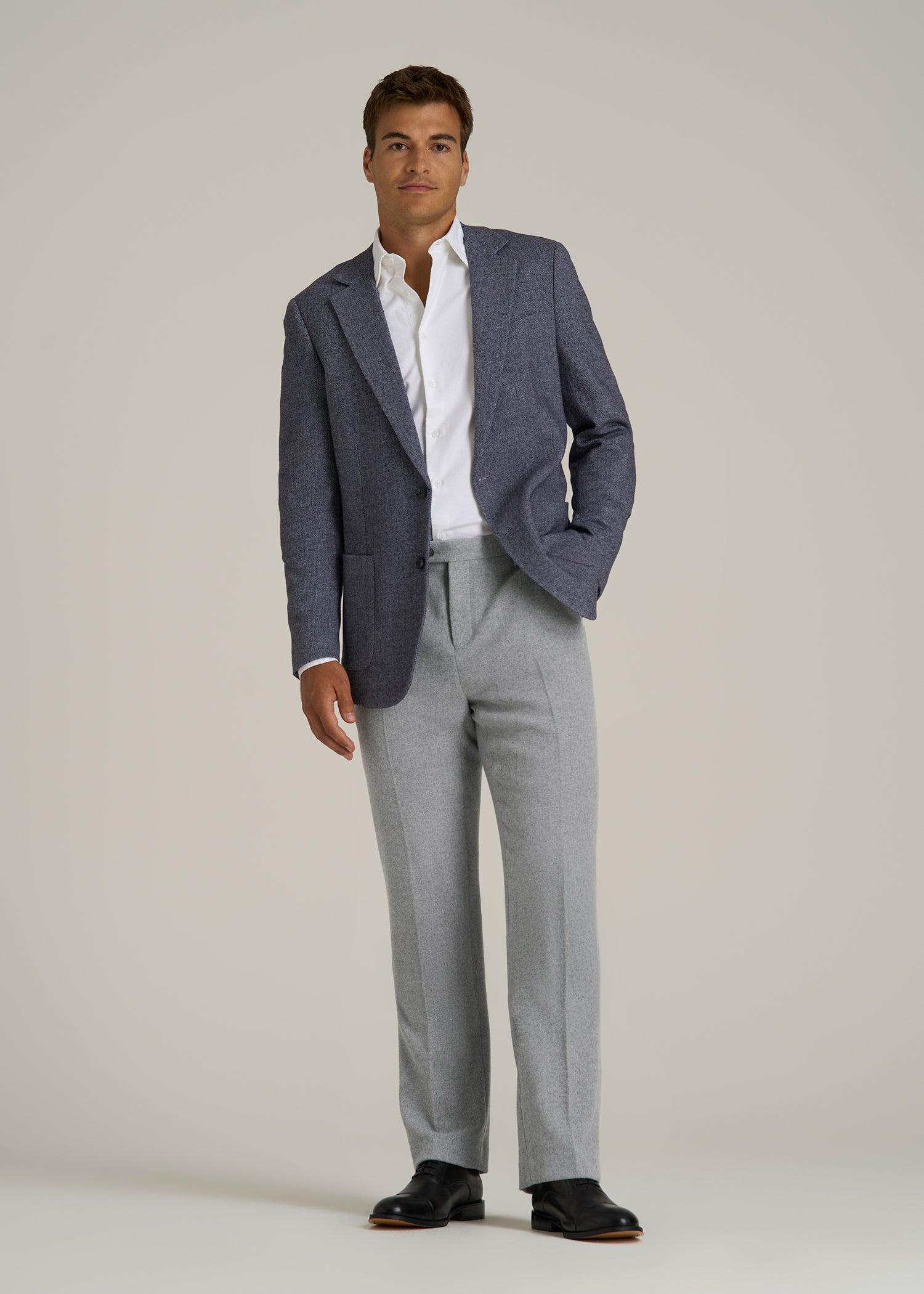 Wool Blend Dress Pants for Tall Men in Tin Grey Mix Male Product Image