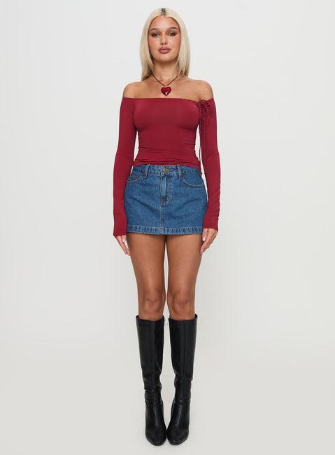 Nicolina Low Rise Denim Mini Skirt Light Wash Tall Product Image