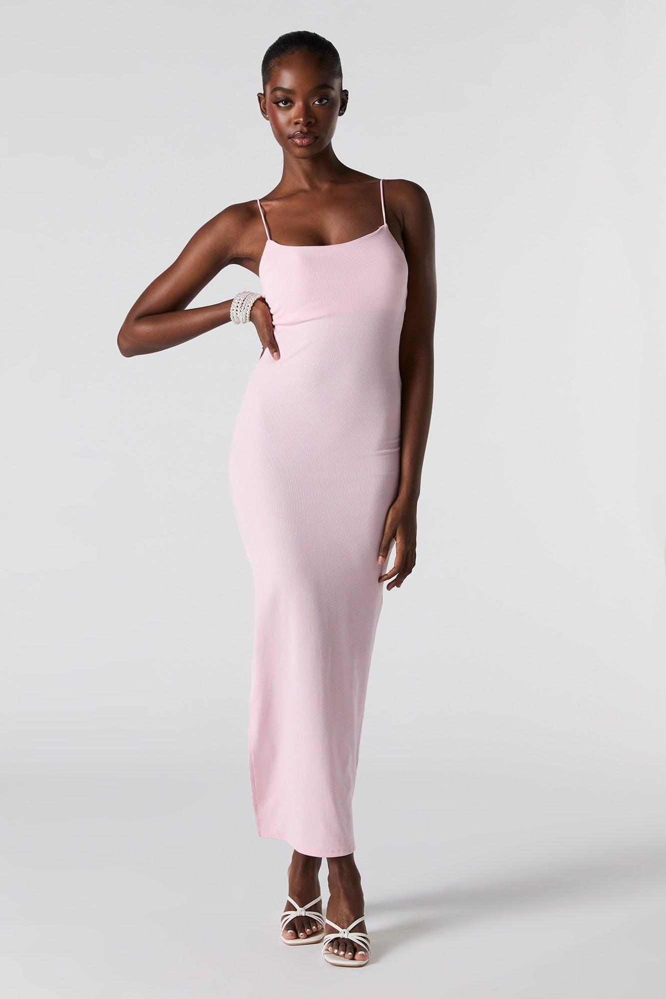 Ribbed Slit Bodycon Maxi Dress Female Product Image