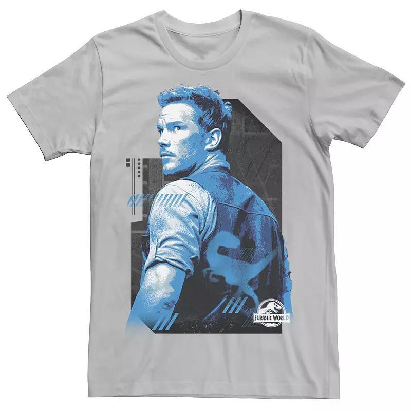 Men's Jurassic World Owen Blue Tone Portrait Tee, Size: Large, Silver Product Image