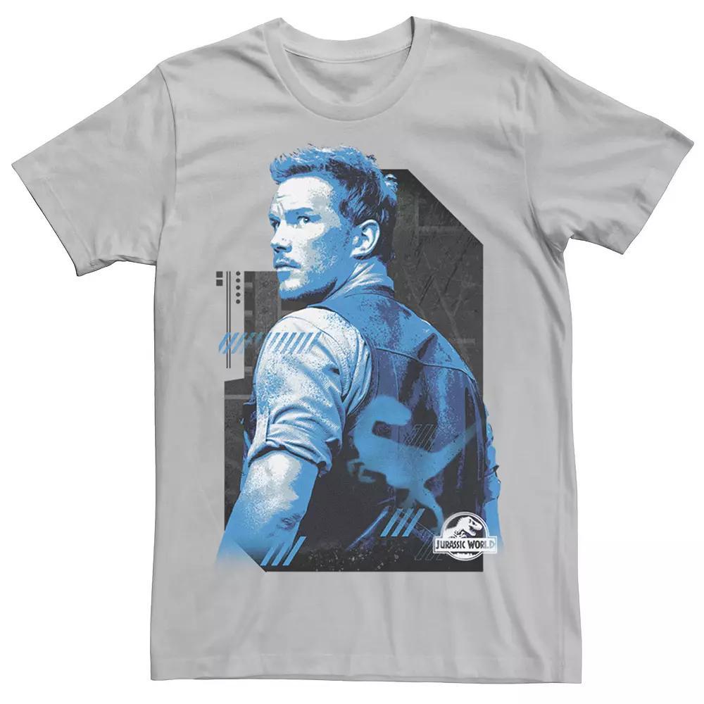 Men's Jurassic World Owen Blue Tone Portrait Tee, Size: Large, Silver Product Image