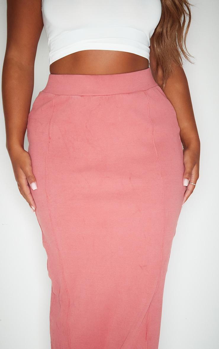 Shape Washed Red Ribbed Pocket Back Detail Maxi Skirt Product Image