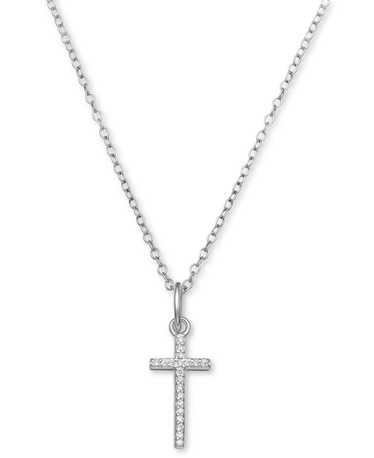 Main and Sterling 14k Gold Over Silver Cubic Zirconia Cross Pendant Necklace, Women's, Size: 18", Gold Tone Product Image