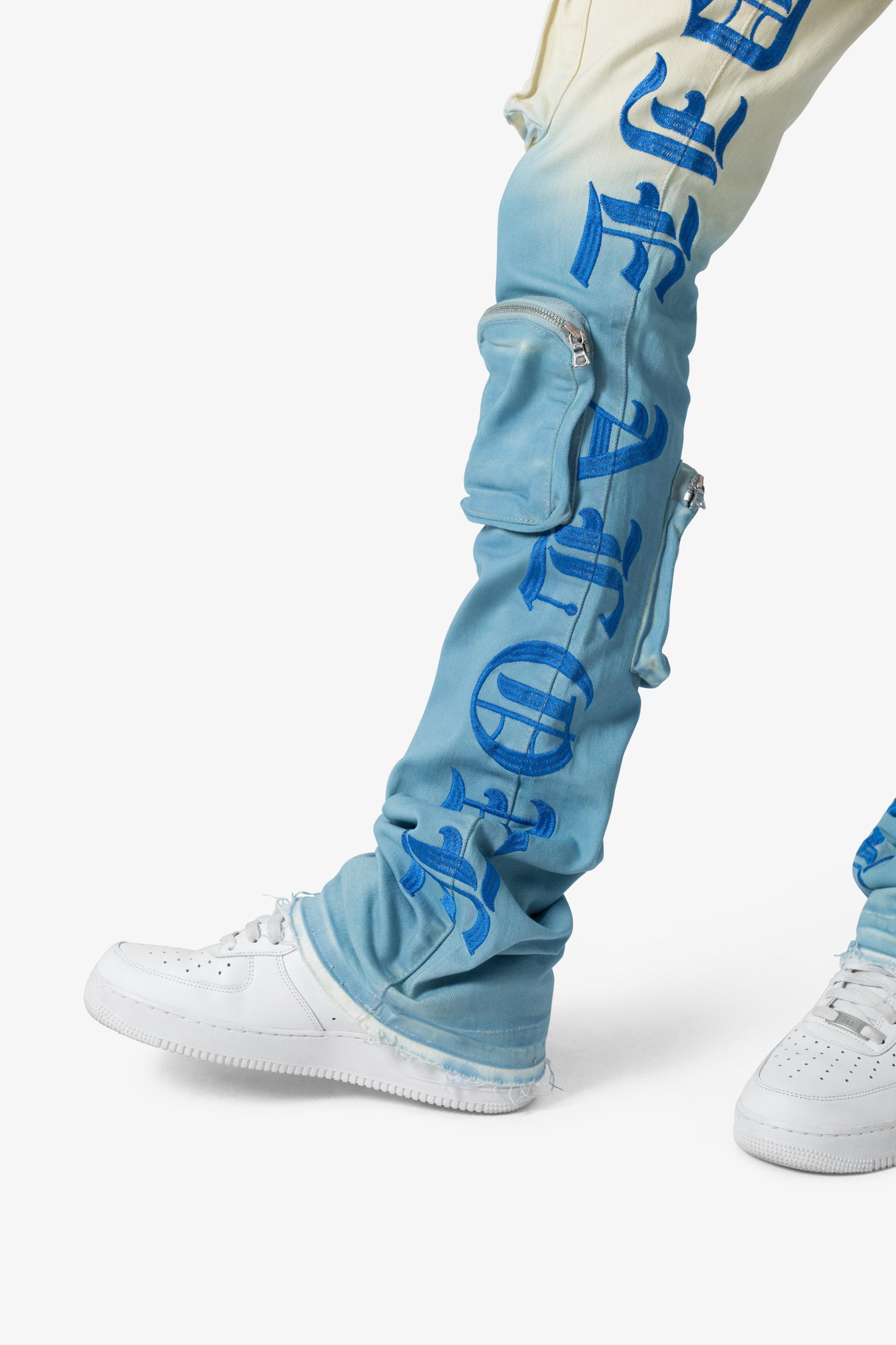 X634 Cargo Skinny Stacked Denim - Blue/White Product Image