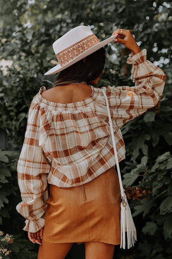 The Winette Plaid Top in Camel Product Image