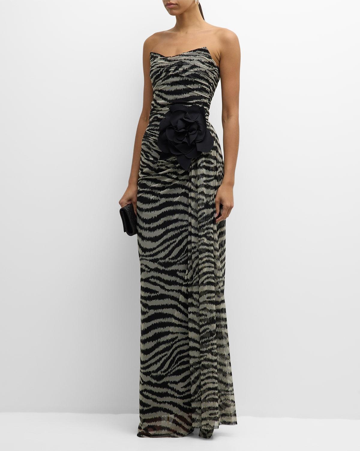 Strapless Animal-Print Column Gown Product Image