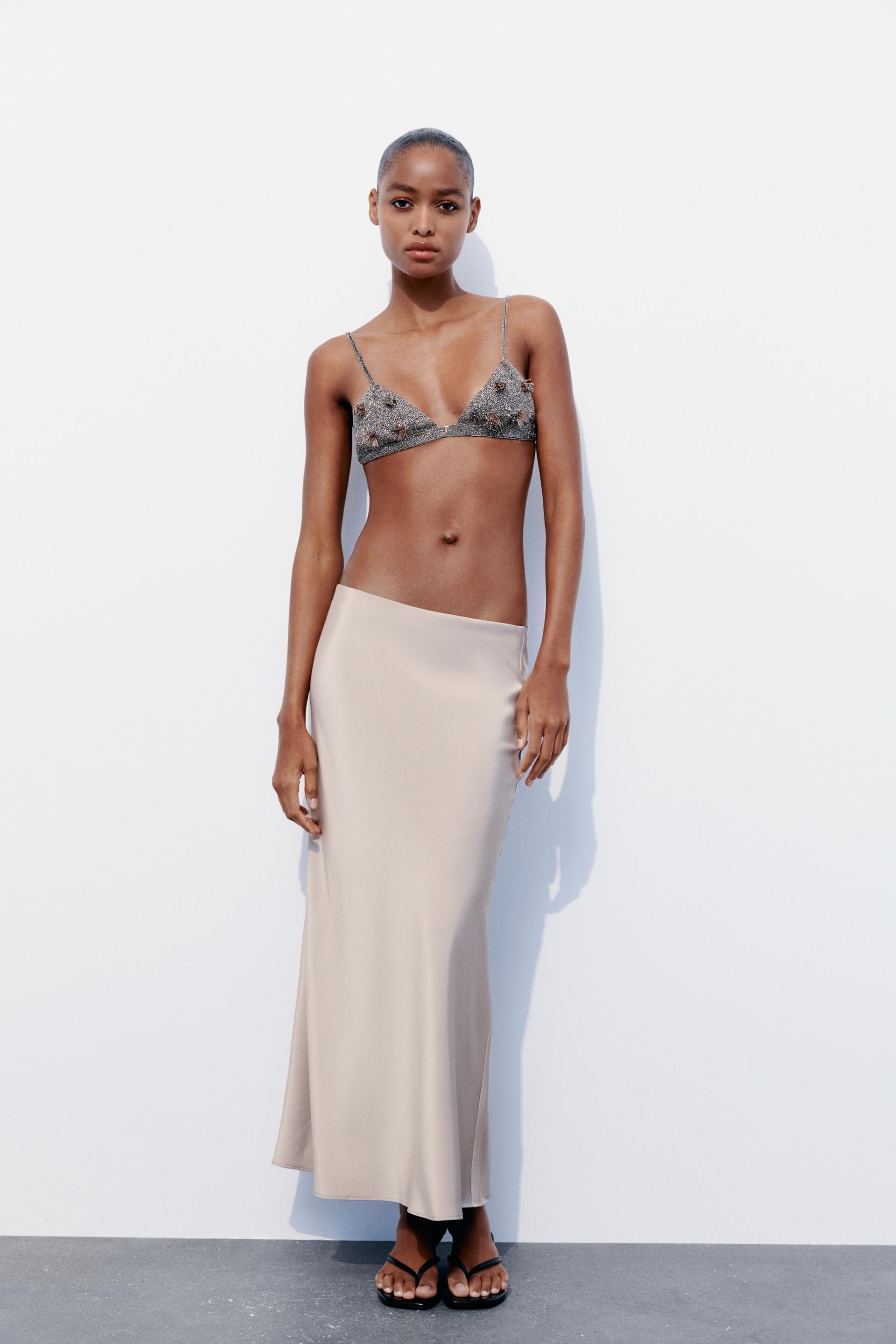 SATIN EFFECT MIDI SKIRT Product Image