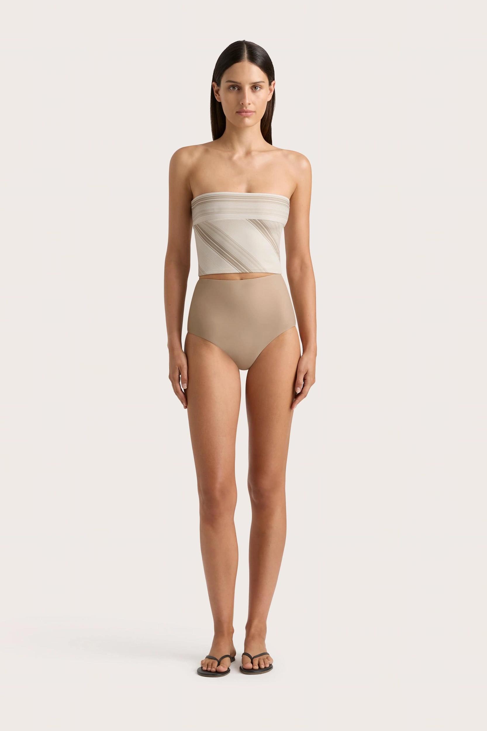 Elea Bikini Top Futura Stripe Taupe - Final Sale Product Image