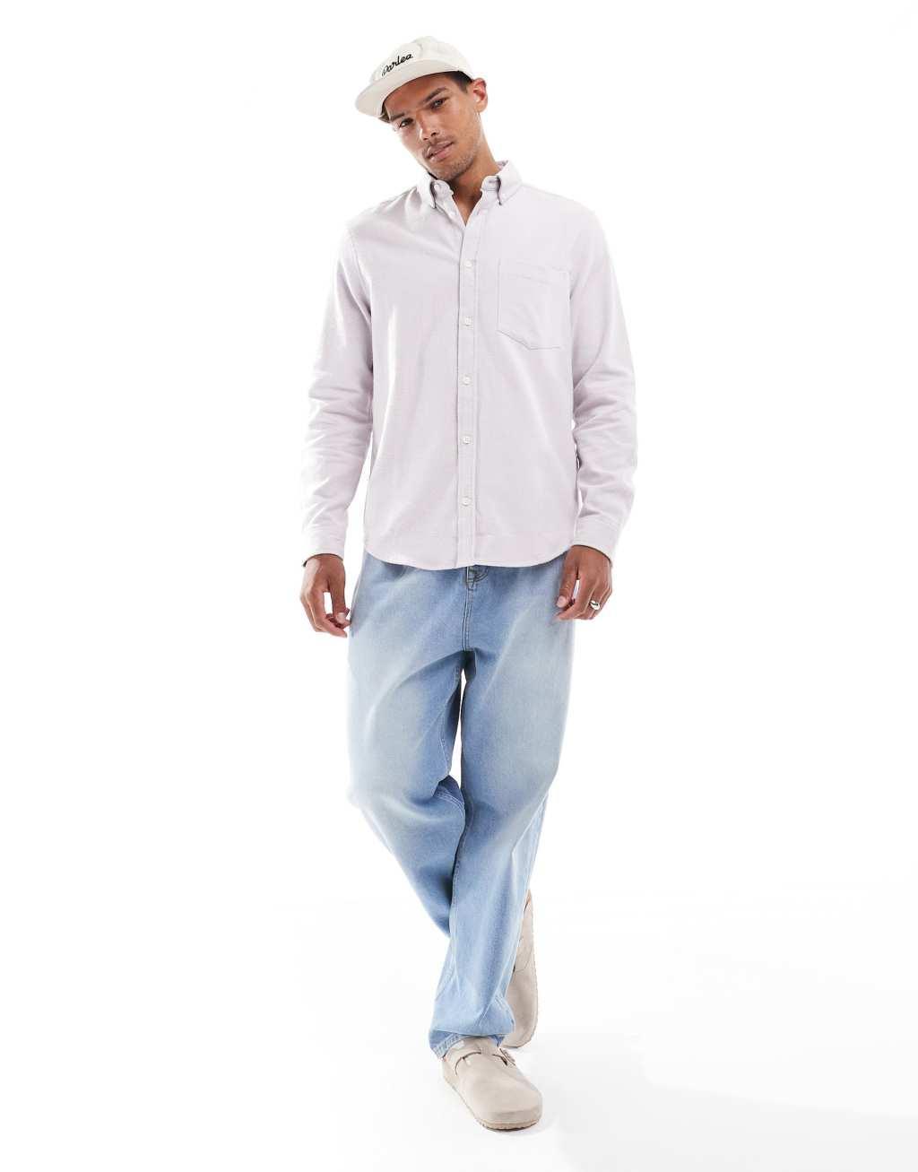 ASOS DESIGN brushed oxford shirt in purple Product Image