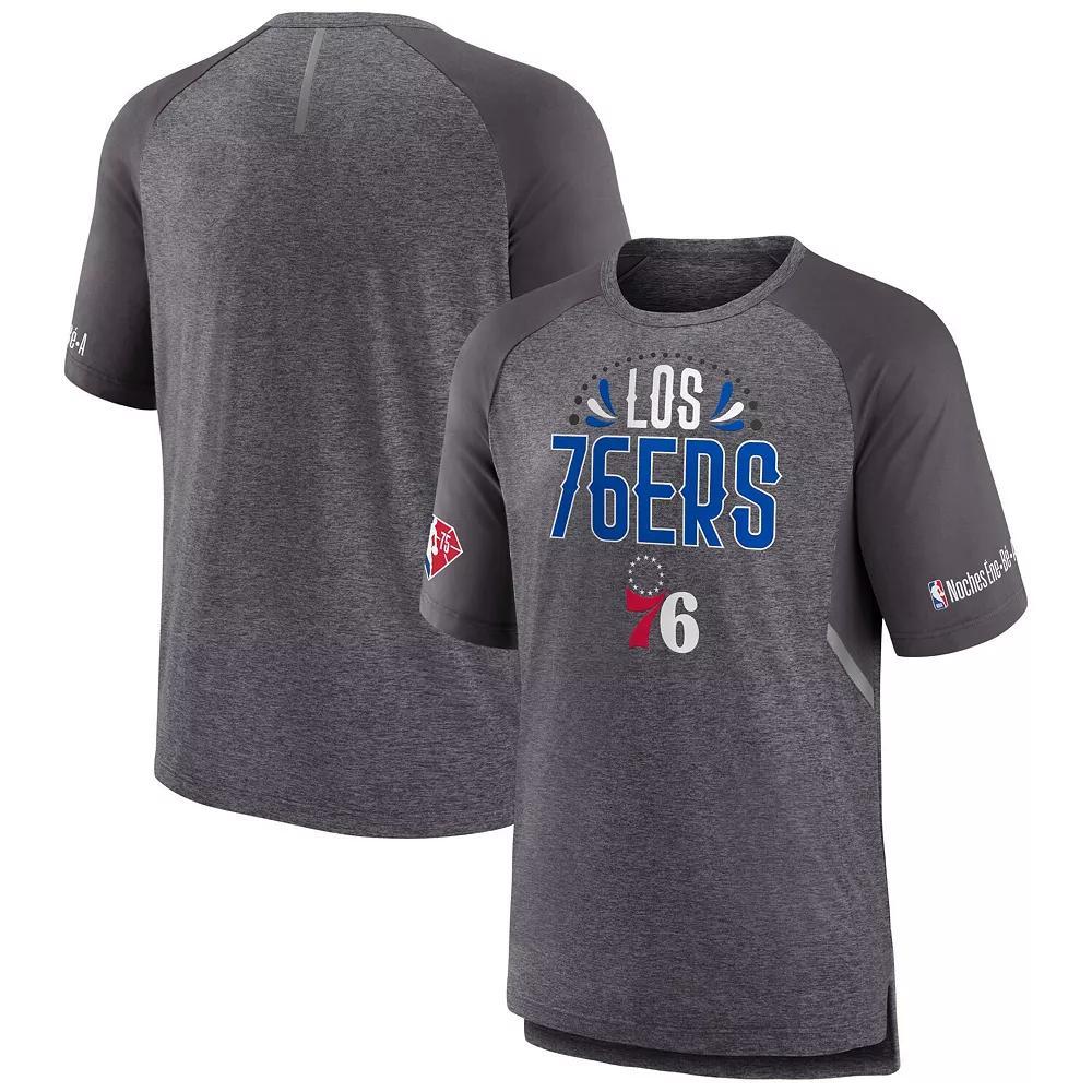 Men's Fanatics Branded Heathered Gray Portland Trail Blazers 2022 Noches Ene-Be-A Core Shooting Raglan T-Shirt, Size: Large, Grey Product Image