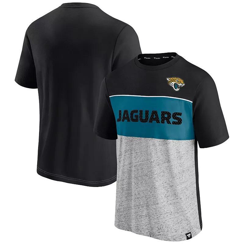Men's Fanatics Branded Black/Heathered Gray Jacksonville Jaguars Colorblock T-Shirt, Size: Large Product Image