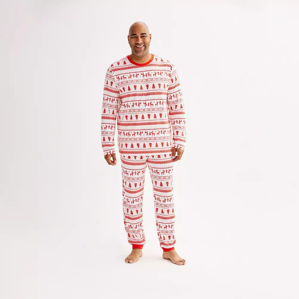 Big & Tall Jammies For Your Families® Candy Cane Fairisle Pajama Top & Jogger Pajama Bottoms Set, Men's, Size: 2XB Product Image
