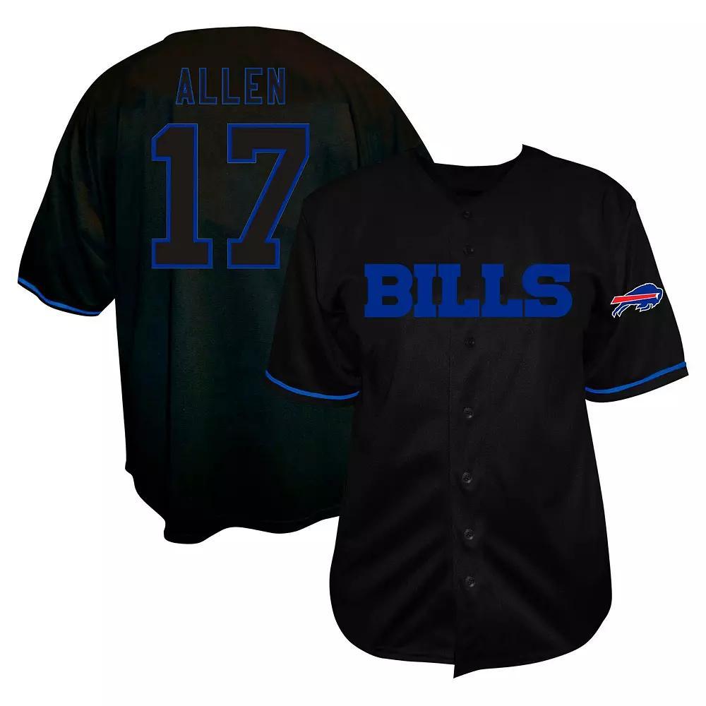 Men's Fanatics Josh Allen Black Buffalo Bills Big & Tall Baseball Button-Up Shirt, Size: 5XB Product Image
