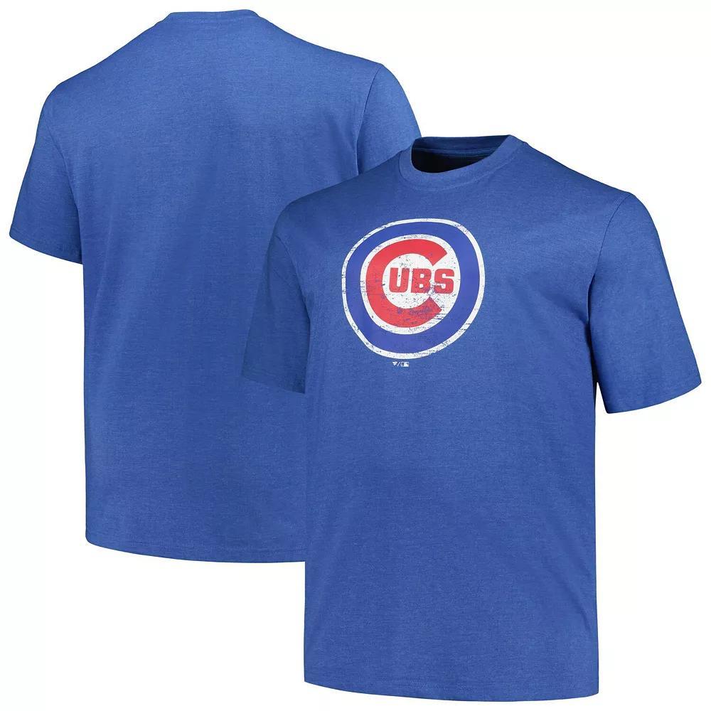 Men's Profile Heather Royal Chicago Cubs Big & Tall Weathered Logo T-Shirt, Size: 2XB, Blue Product Image