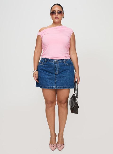 Nickei Denim Mini Skirt Mid Wash Curve Product Image