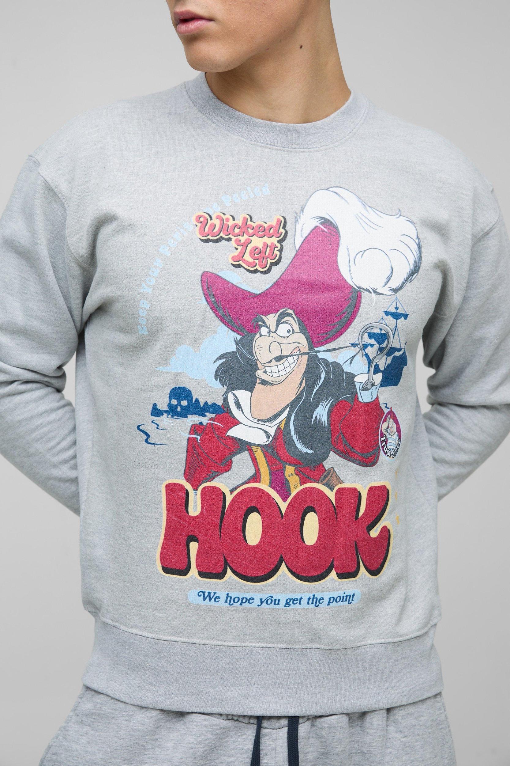 Oversized Captain Hook License Print Sweatshirt | boohooMAN USA Product Image