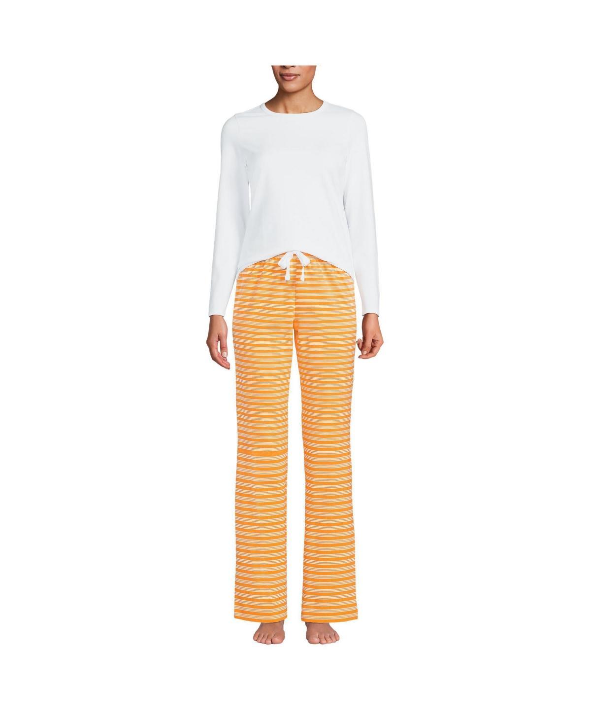 Petite Lands End Womens Knit Long Sleeve Pajama Top & Pajama Pants Sleep Set Product Image