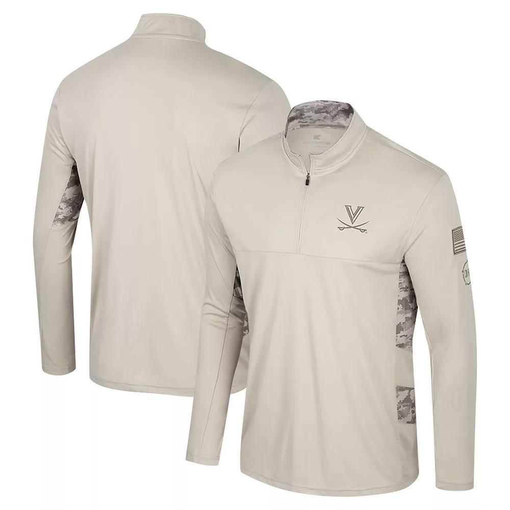 Men's Colosseum Natural Virginia Cavaliers OHT Military Appreciation Quarter-Zip Jacket, Size: Medium, Beige Product Image