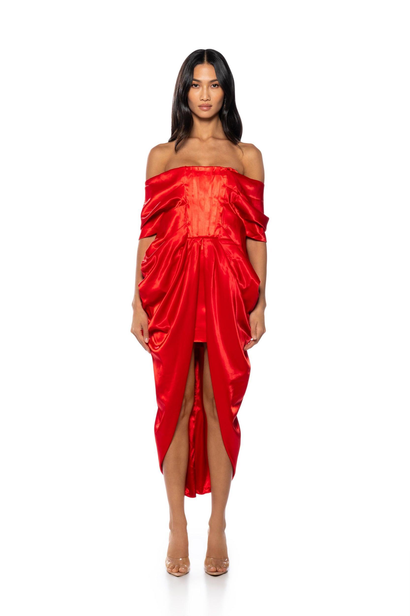 SEALED WITH A KISS SATIN MIDI DRESS Product Image
