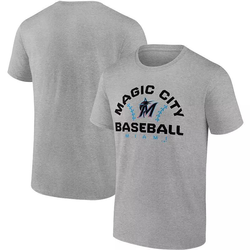Men's Fanatics Branded Heathered Gray Miami Marlins Iconic Go for Two T-Shirt, Size: Large, Grey Product Image
