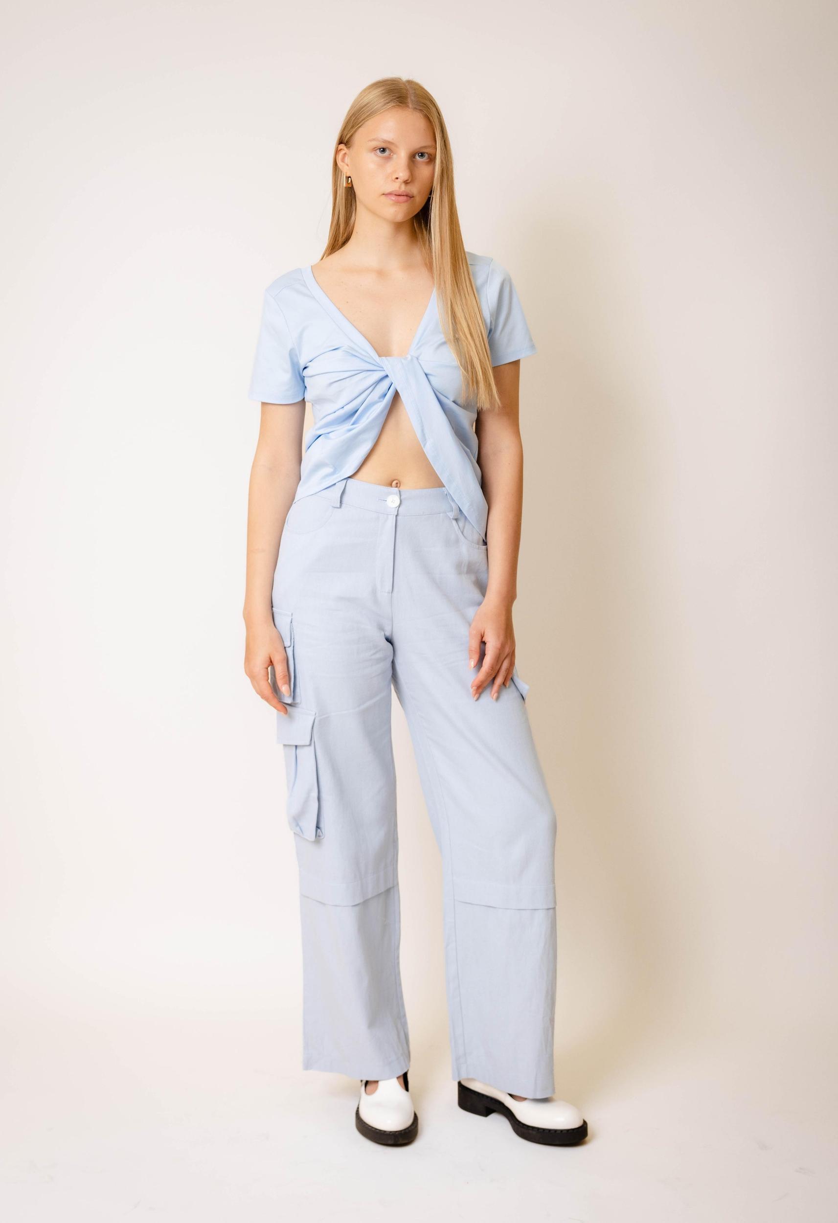 Twisted Knot Top in Blue Product Image
