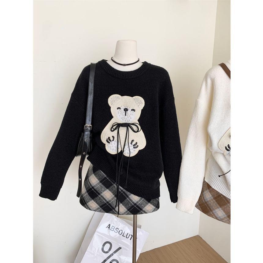 Crewneck Bear Applique Sweater Product Image