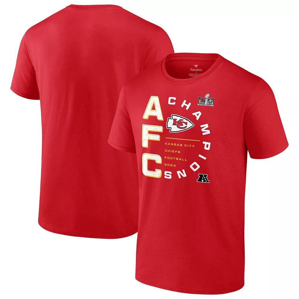 Men's Fanatics Branded Red Kansas City Chiefs 2023 AFC Champions Right Side Draw T-Shirt, Size: Medium Product Image
