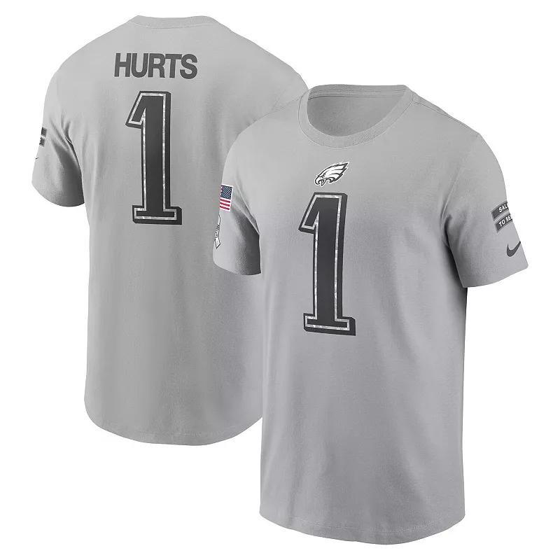 Men's Nike Jalen Hurts Gray Philadelphia Eagles 2024 Salute To Service Name & Number T-Shirt, Size: 2XL, Grey Product Image