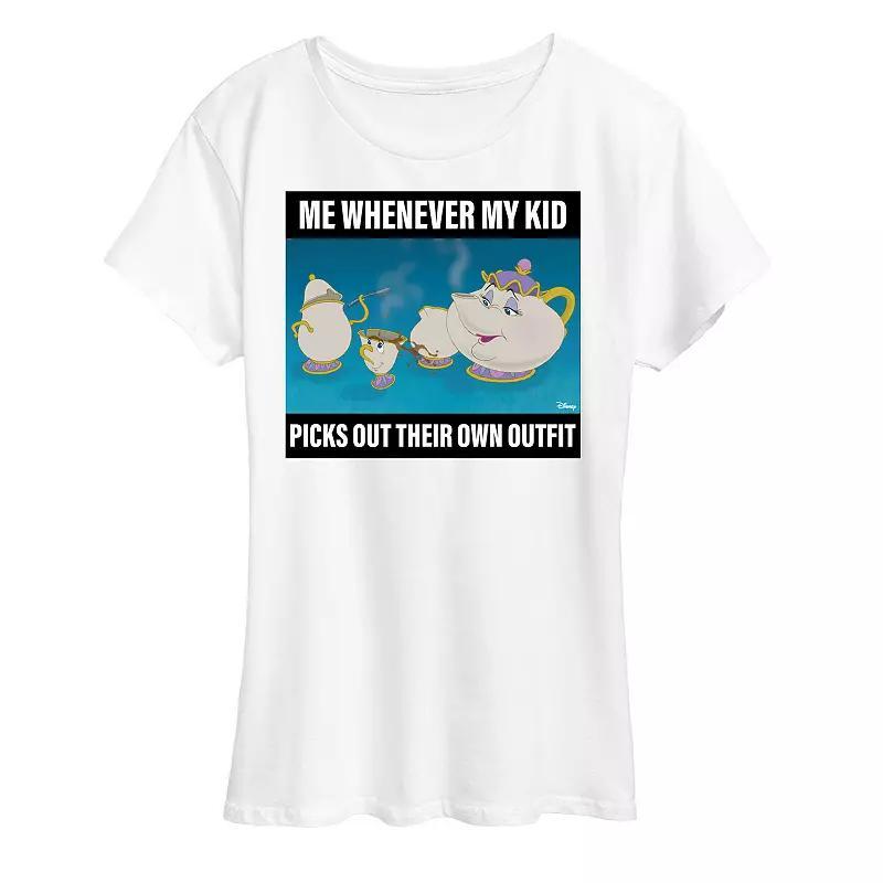 Disneys Beauty and the Beast Womens Me When Kid Picks Outfit Meme Graphic Tee Product Image