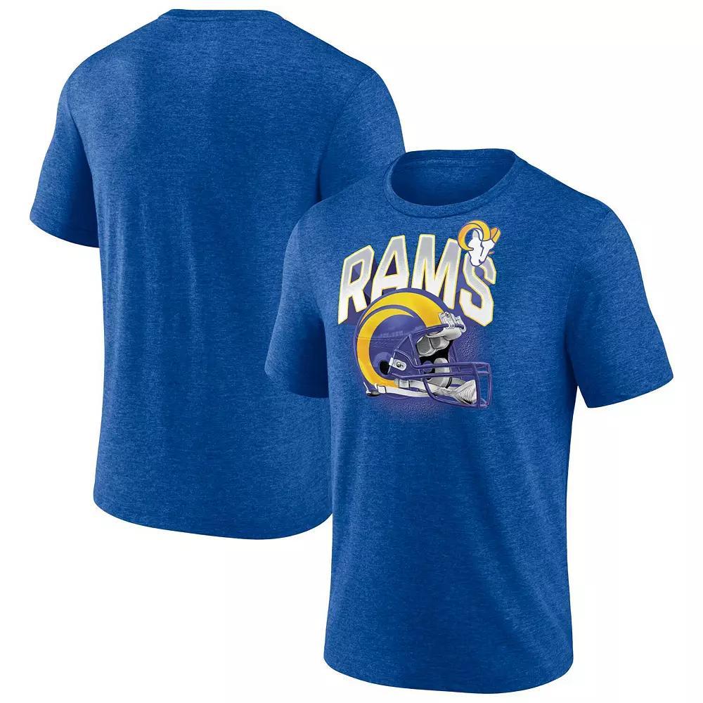 Men's Fanatics Branded Heathered Royal Los Angeles Rams End Around Tri-Blend T-Shirt, Size: Small, Blue Product Image