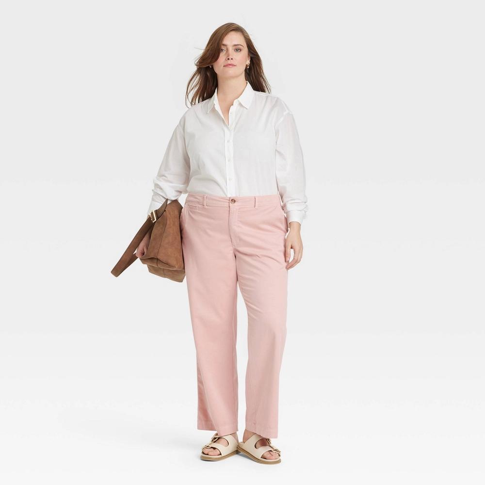 Women's Mid-Rise Straight Leg Relaxed Chino Pants - Universal Thread™ Light Pink 17 Short Product Image
