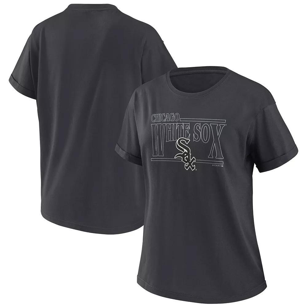 Women's WEAR by Erin Andrews Charcoal Chicago White Sox Oversized Boyfriend T-Shirt, Size: Small Product Image